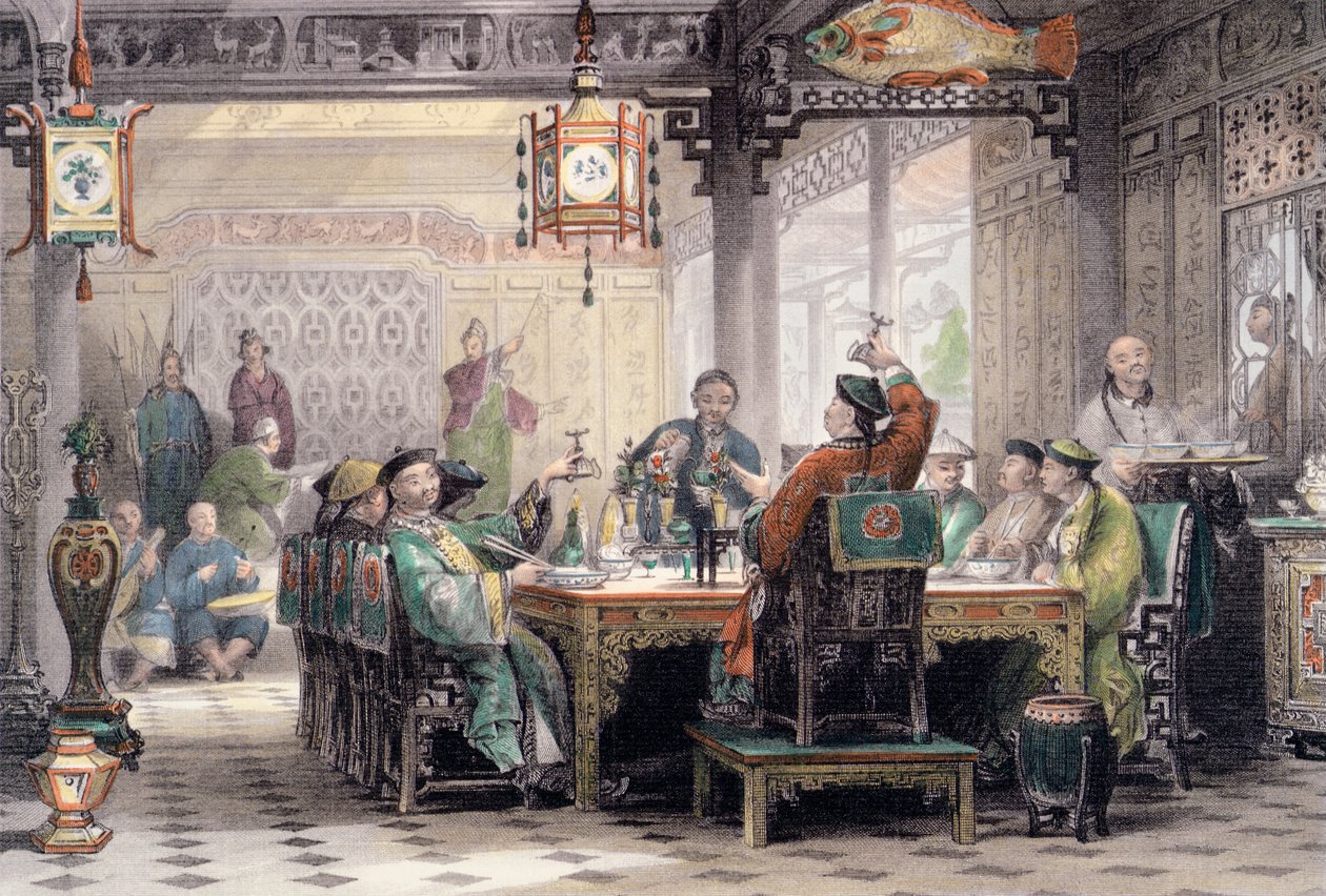 文房四宝的晚餐聚会》，中国，1843年 作者 G帕特森
