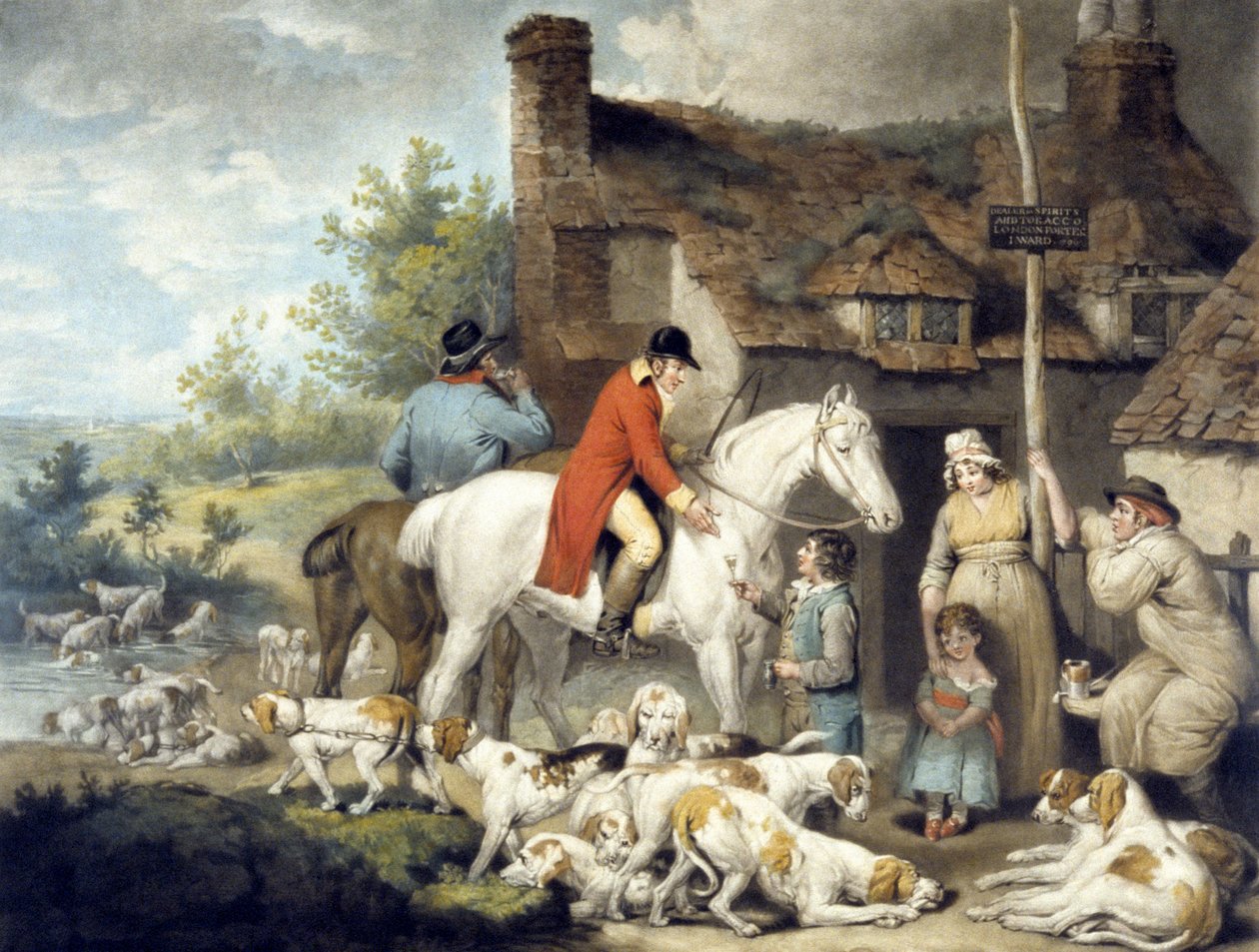 乡村啤酒屋外，由威廉·沃德 (William Ward) 雕刻 作者 G. 和 Ward J. Morland