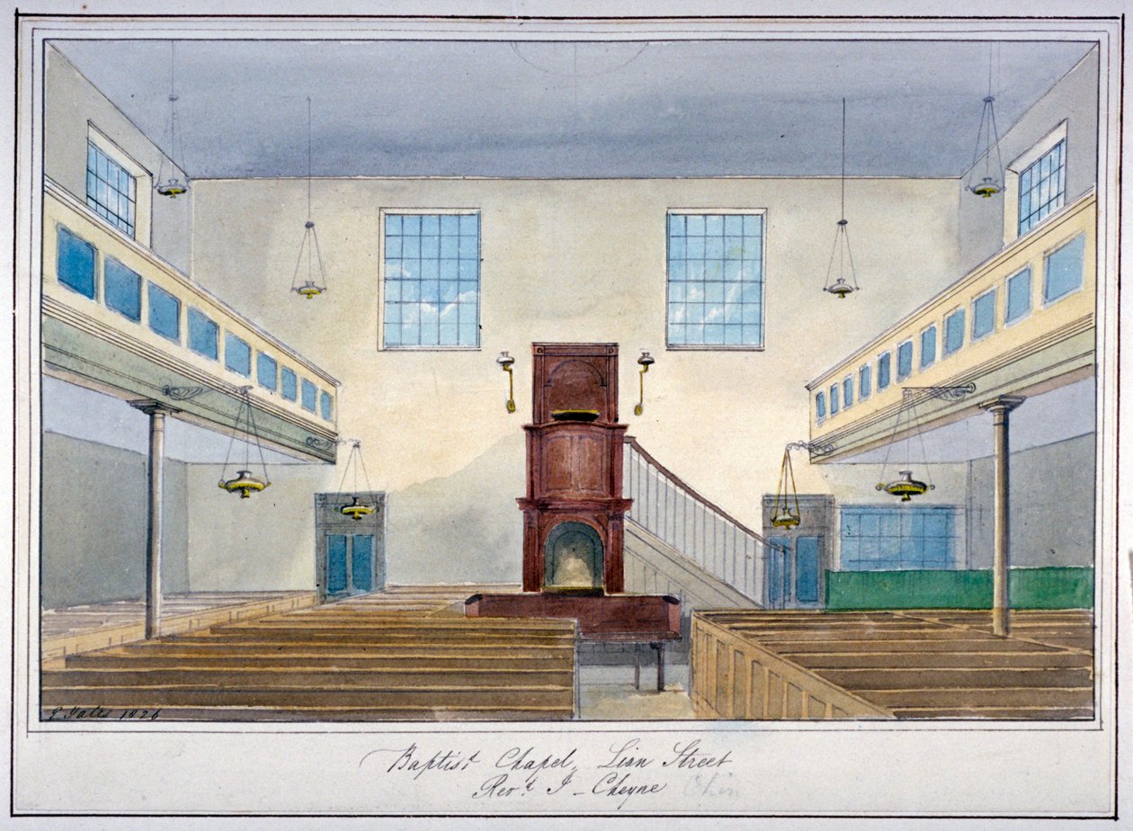 狮子街浸礼会教堂内景，位于伦敦南华克区新肯特路附近，1826年。 作者 G耶茨