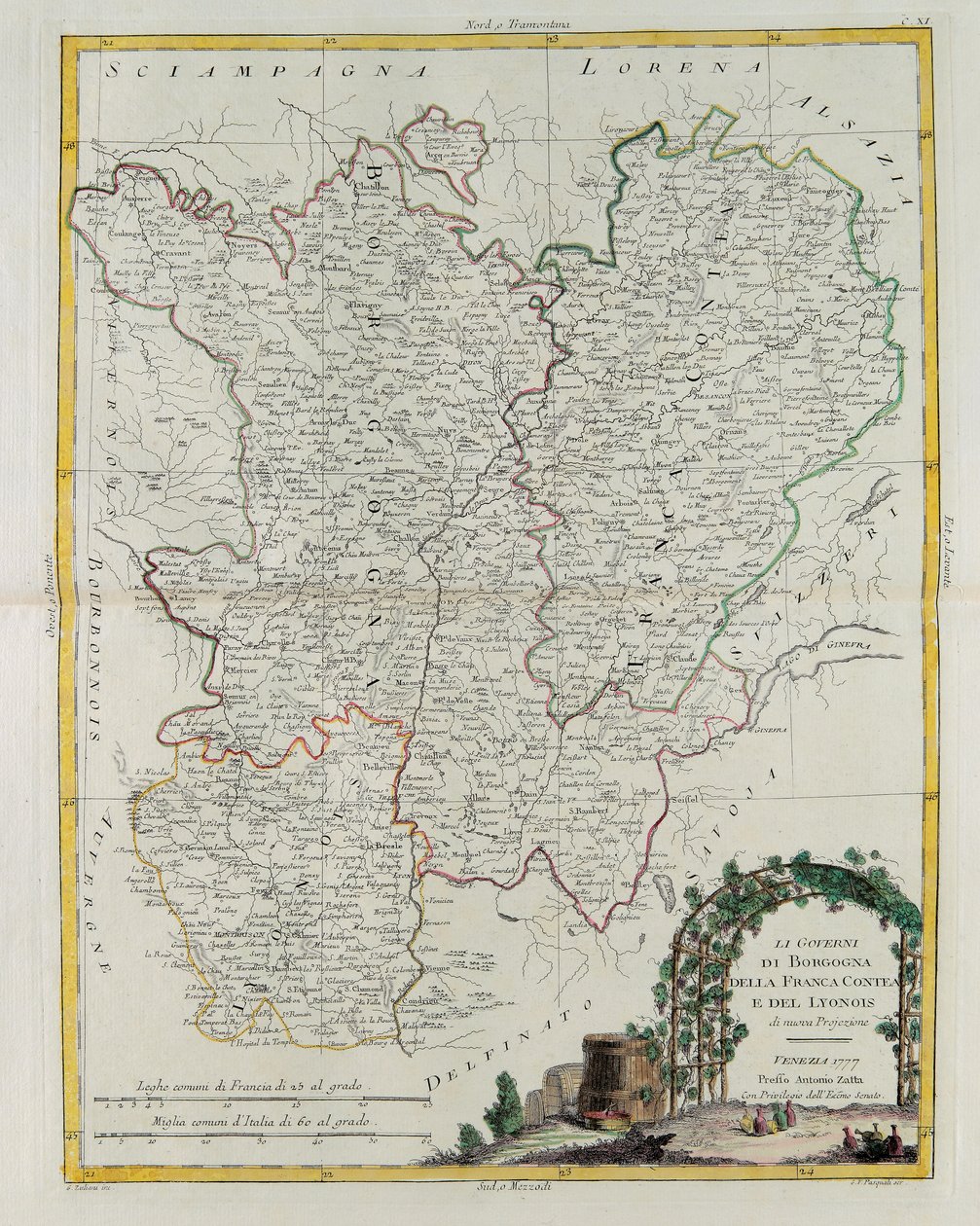 Bourgogne，Franca Contea和Lyons的政府，由Zuliani在1777年由威尼斯出版的最新地图册的Tome I拍摄，由Antonio Zatta拍摄，私人收藏 作者 祖利亚尼