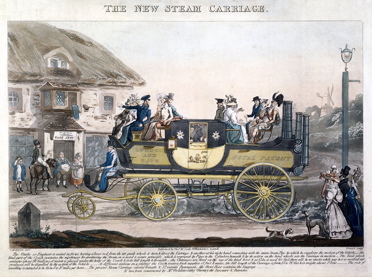 新蒸汽车，由Henry Pyall（1795-1833）1827年刻（彩色aquatint） 作者 G.莫顿之后