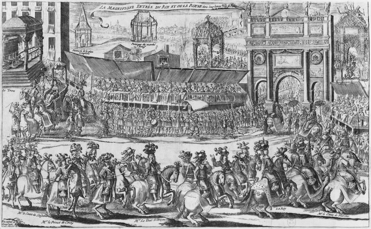 1660年8月26日，路易十四和奥地利的玛丽 - 特蕾西进入巴黎 作者 加布里埃尔·拉达姆（Gabriel Ladame）