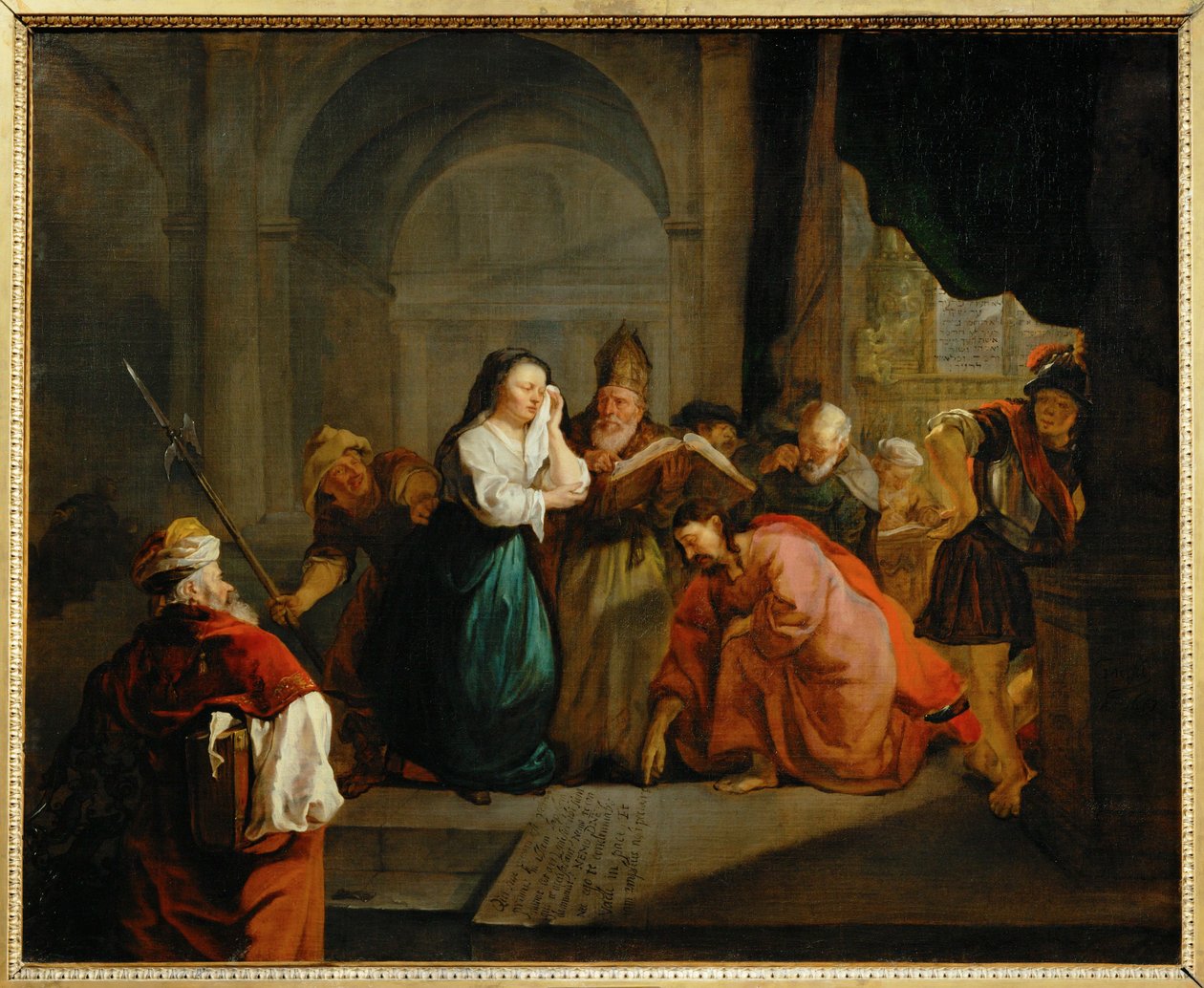基督与通奸的女人》（Le Christ et la femme adultere - Christ and the adulteress ... 作者 加布里埃尔 (加布里埃尔) Metsu