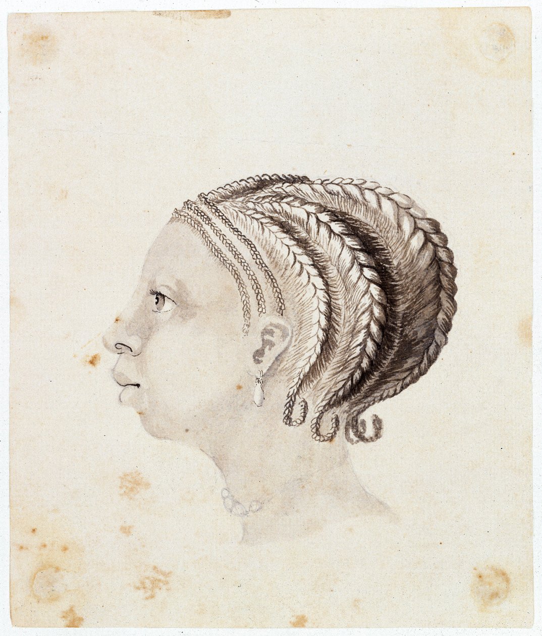 西非妇女头像，约 1775 年（水彩画） 作者 加布里埃尔·布雷