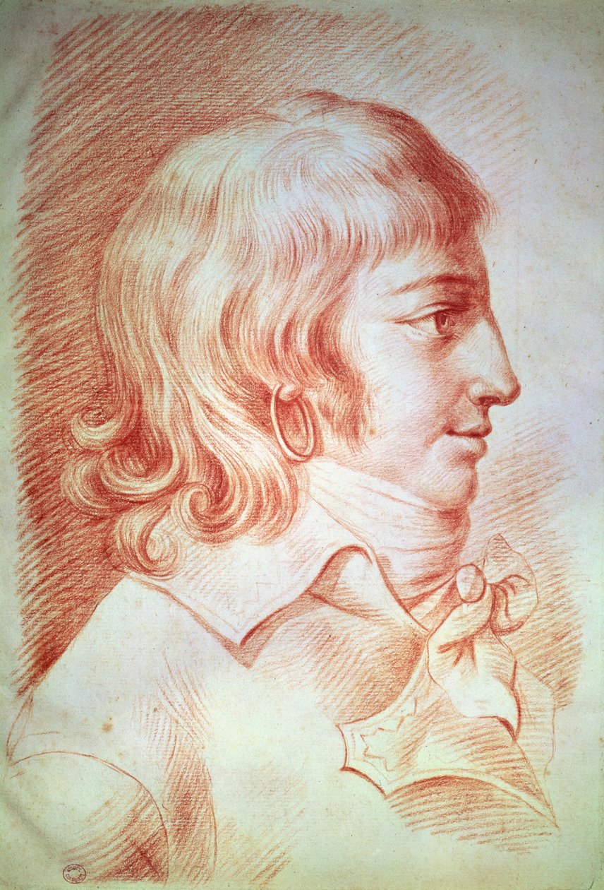 Louis-Antoine-Leon de Saint-Just（1767-94）（纸上的红色粉笔） 作者 加布里埃尔·克里斯托夫·格林