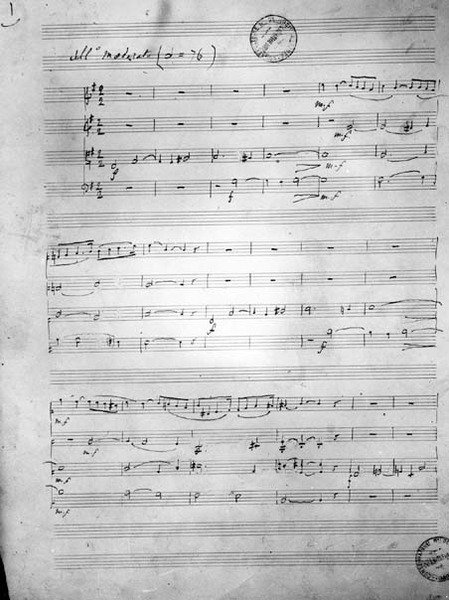 弦乐四重奏的乐谱，Opus 121,1924 作者 加布里埃尔·佛雷（Gabriel Faure）