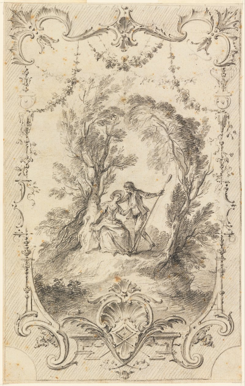 Eagar Shepherd（1739年L&39;Oeuvregravéde Watteau板247的准备图） 作者 加布里埃尔·侯奎尔