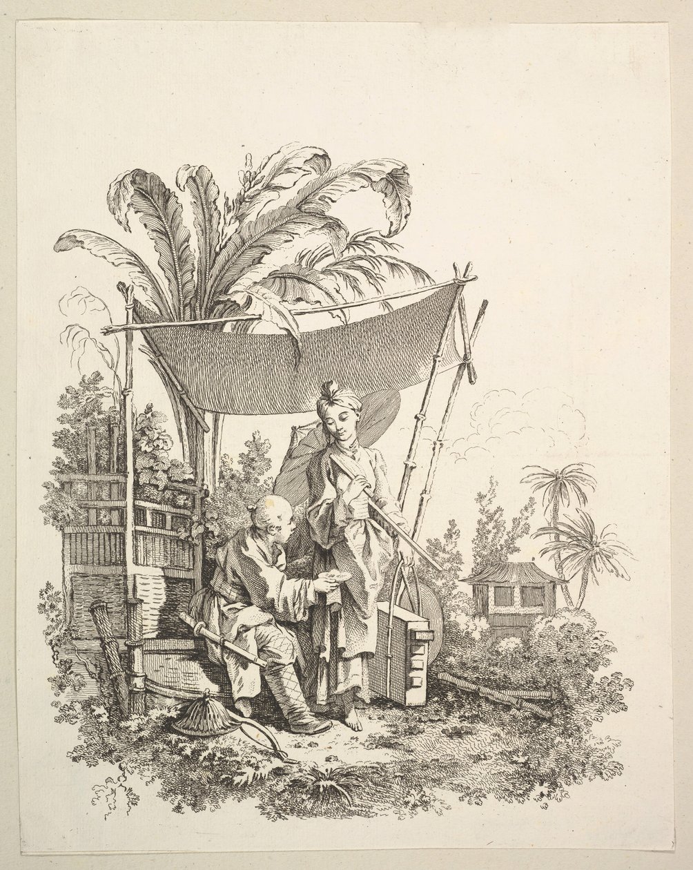 女人表现出好奇心向士兵，ca。 1742。 作者 加布里埃尔·侯奎尔
