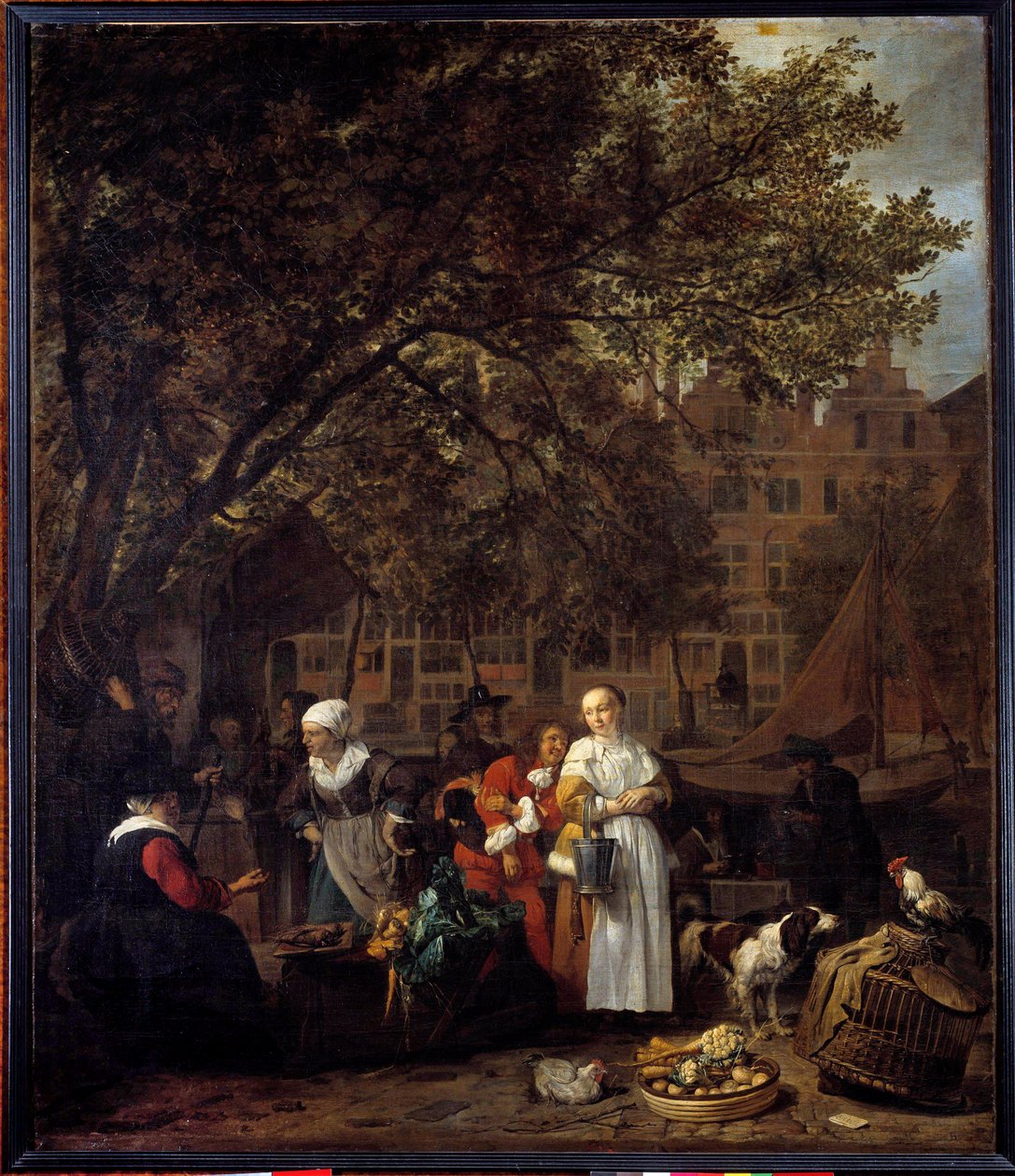 Gabriel Metsu (1629-1667) 17 世纪 Sun 的画作阿姆斯特丹的香草步道。 0,97x0,84 m 巴黎卢浮宫博物馆 作者 加布里埃尔·梅苏