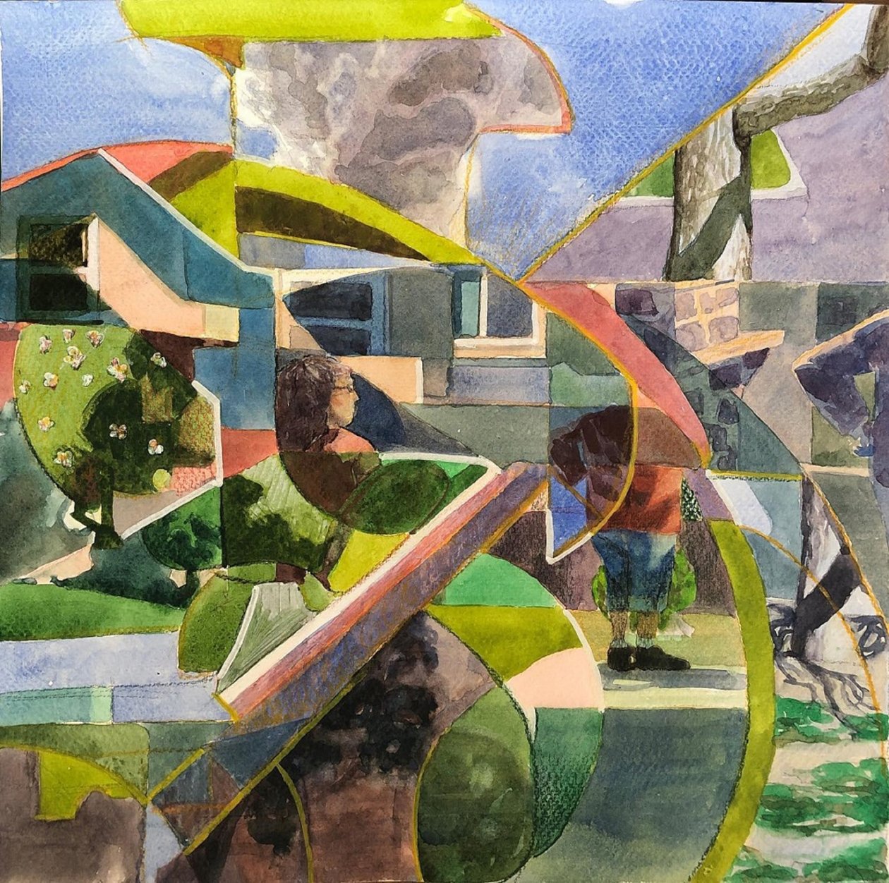 抽象邻居，2021 年（纸面水彩画） 作者 加布里埃尔·帕尔马