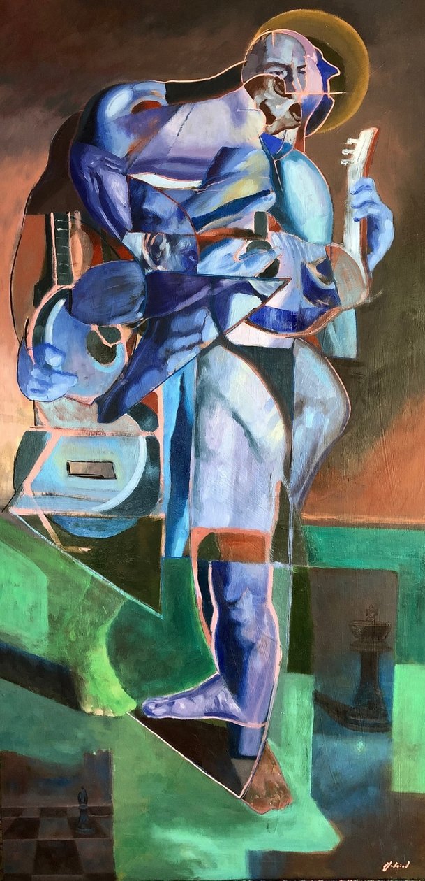 吉他手》，2021 年（油画） 作者 加布里埃尔·帕尔马