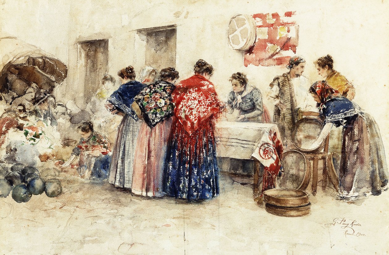 在市场上，1900年 作者 加布里埃尔·普伊格·罗达（Gabriel Puig Roda）