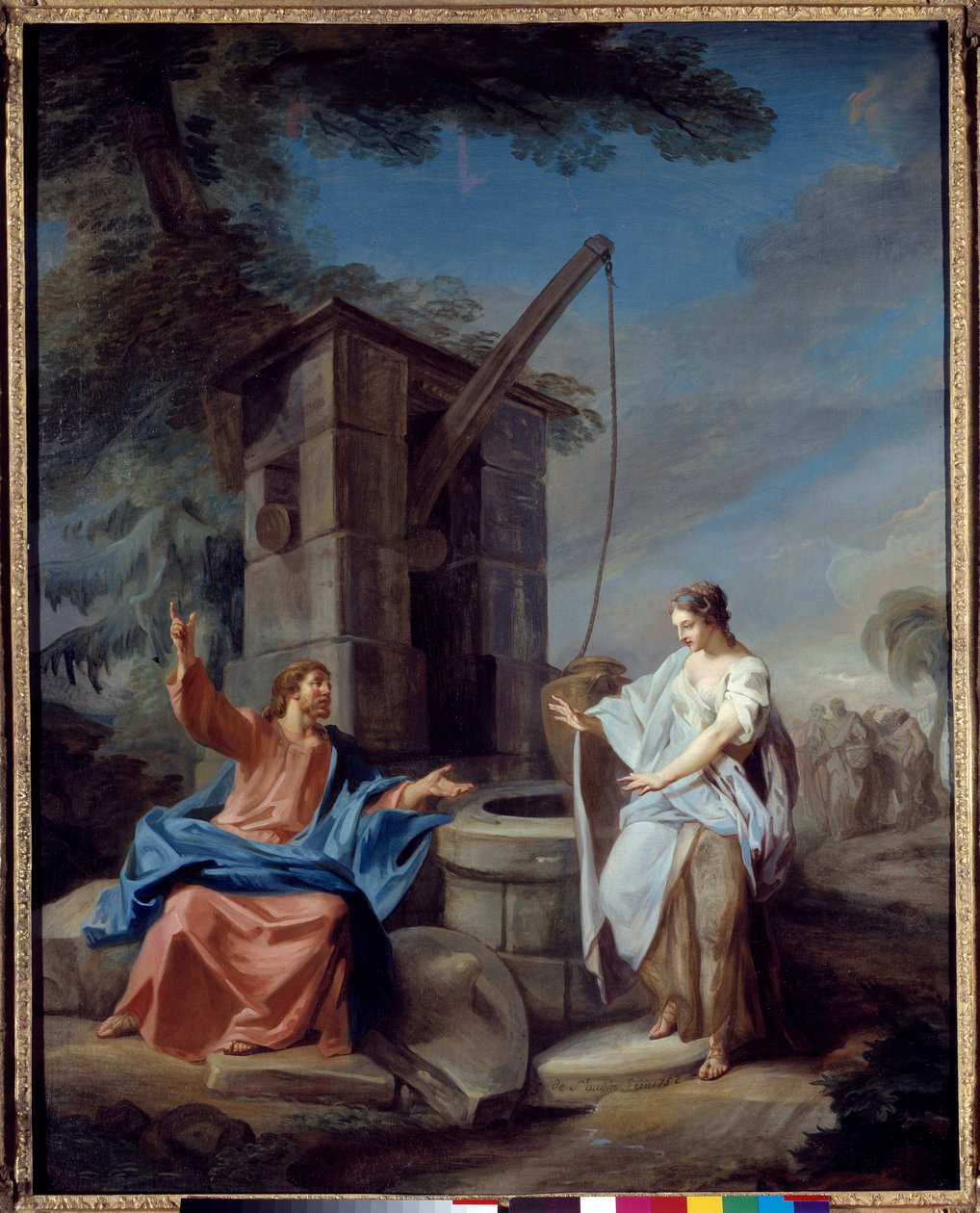 加布里埃尔·德·圣奥宾（Gabriel de Saint Aubin，1724-1780）1752 年作画的基督和撒玛利亚人。 1.35x1.06 米鲁昂，美术博物馆 作者 加布里埃尔·德·圣奥班