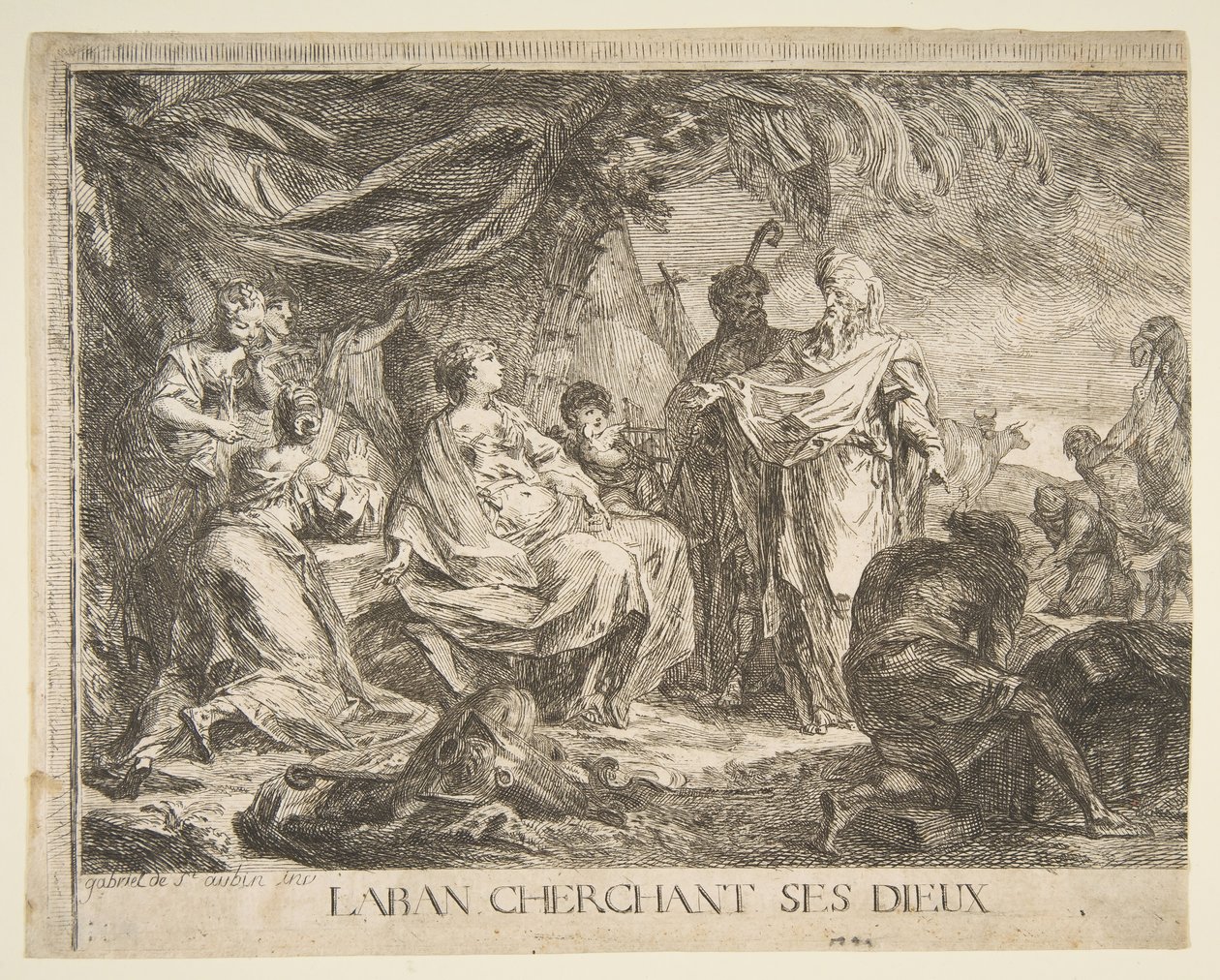 拉班（Laban）寻找神灵，1753年。 作者 加布里埃尔·德·圣奥班