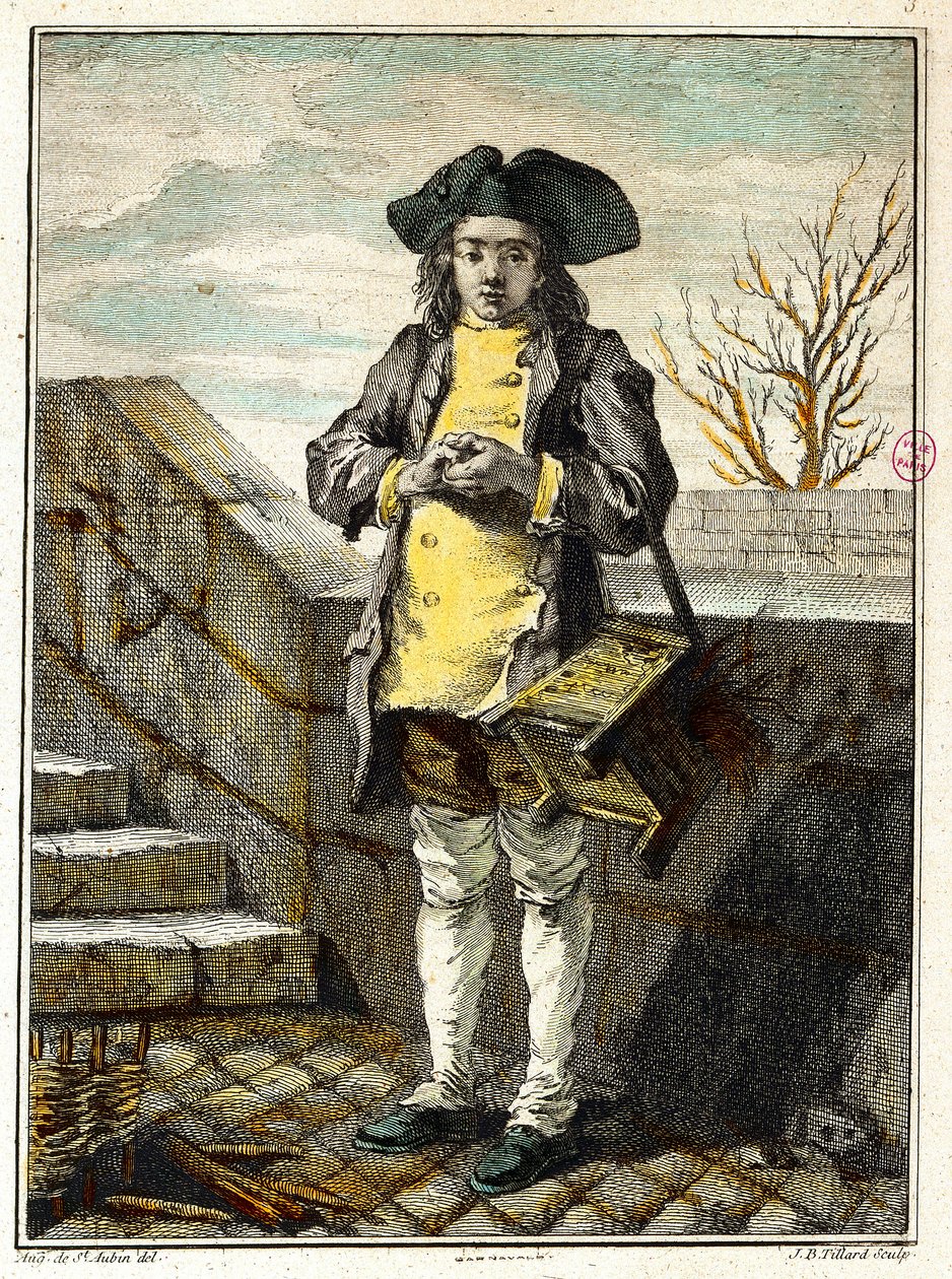 古老的计量器：擦鞋机或磨鞋机。加布里埃尔-德-圣奥宾（1724-1780）的版画 18世纪 巴黎卡纳瓦莱博物馆 作者 加布里埃尔·德·圣奥班