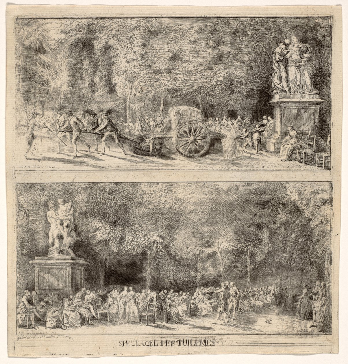杜伊勒里宫的场景：椅子和水车，1760年，修整于1763年 作者 加布里埃尔·德·圣奥班
