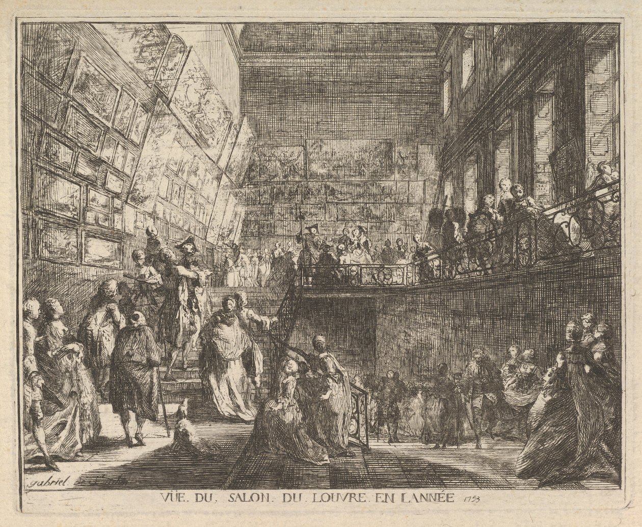 1753年，卢浮宫沙龙的景色，1753年。 作者 加布里埃尔·德·圣奥班