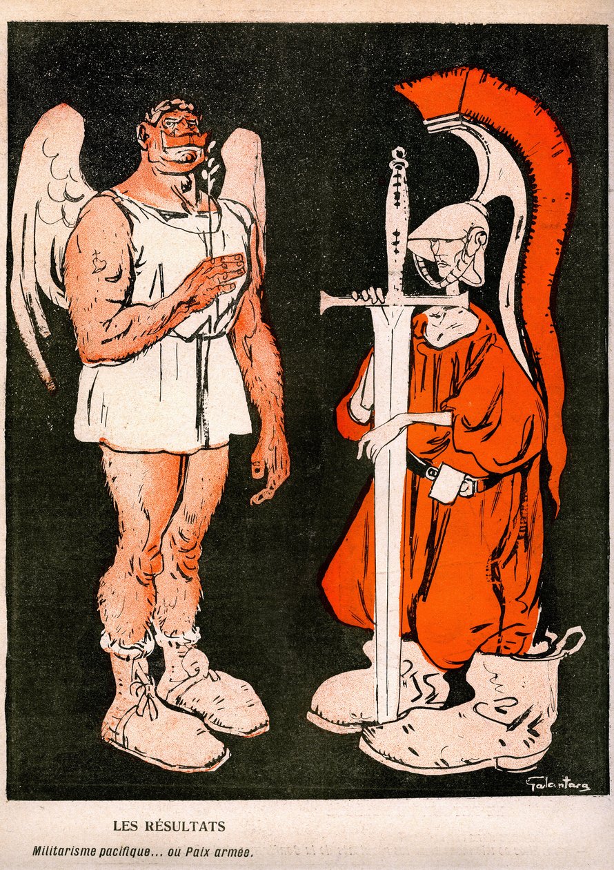 战争与和平。加布里埃尔-加兰塔拉（1867-1937 年）的漫画作品，刊登在 6 月 22 日法国讽刺报纸《L
