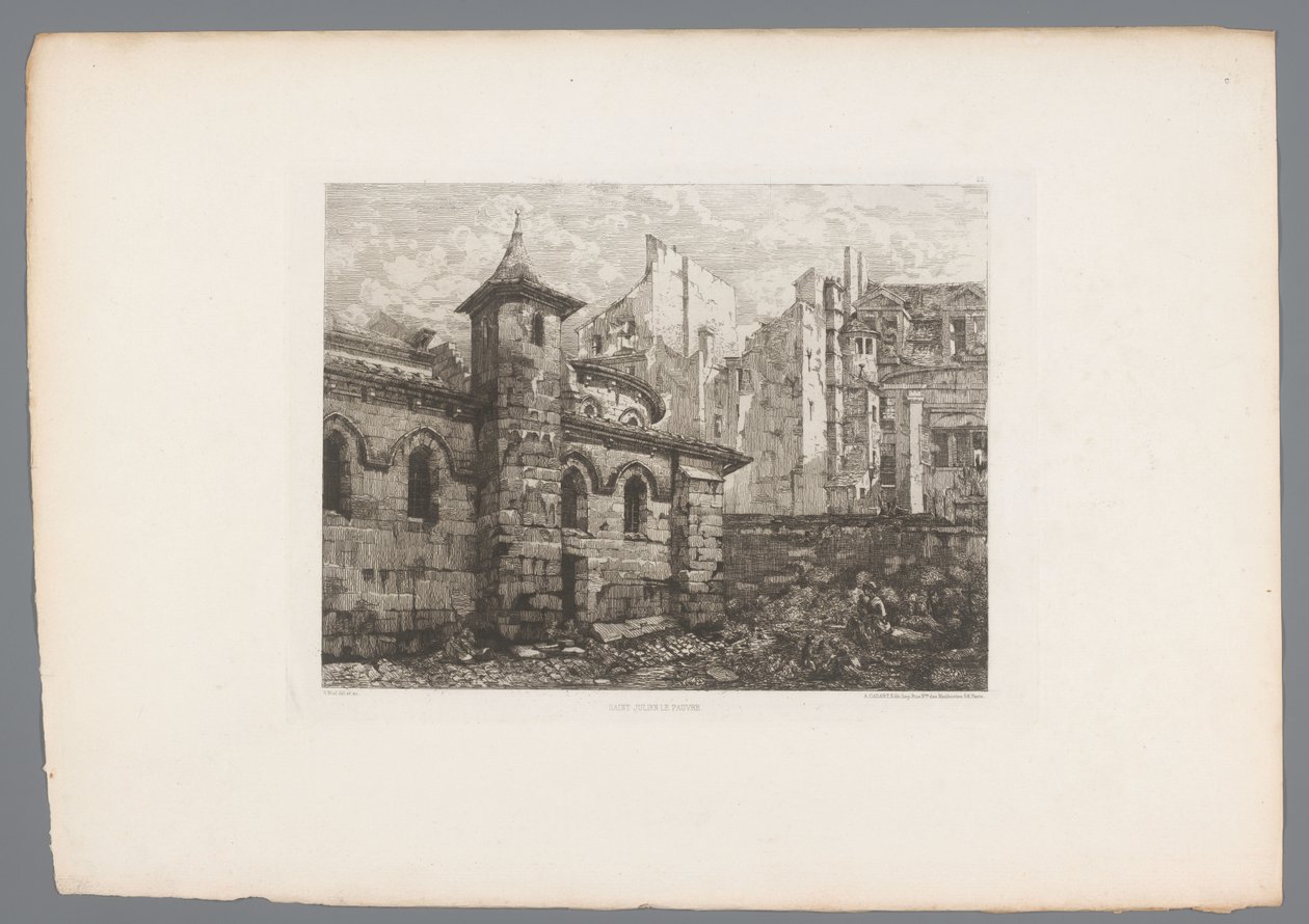 圣于连-勒波夫尔景观
Saint-Julien le Pauvre（物体上的标题）
1874 年的法国蚀刻版画（系列名称）
L
