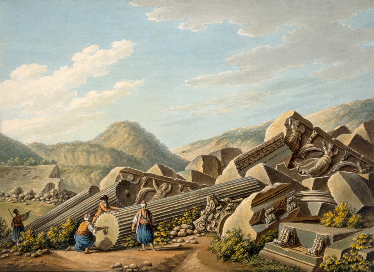 1790年代以弗所罗马神庙的废墟 作者 加埃塔诺·梅卡蒂（Gaetano Mercati）