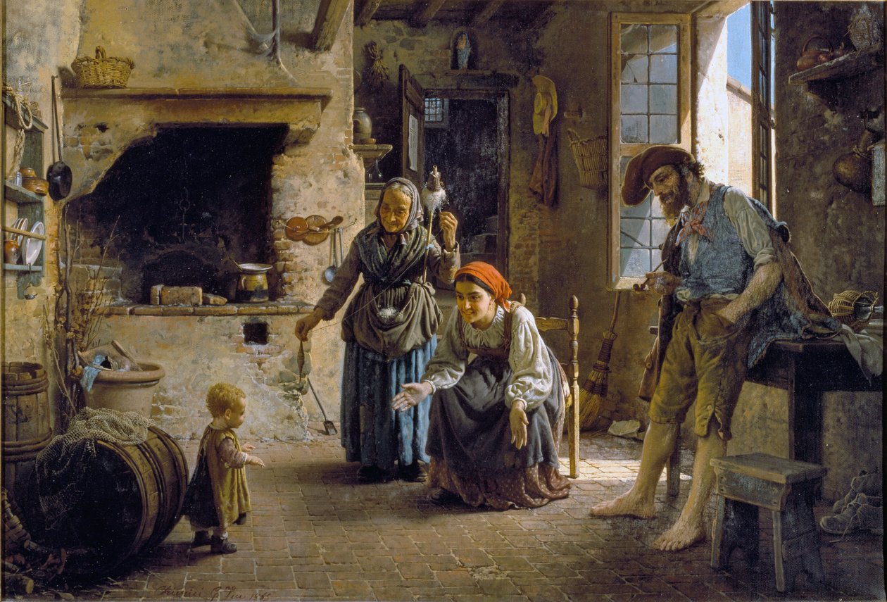 孩子的第一步 绘画：Gaetano Chierici (1838-1920) 1865 Dim 70x100 cm Genes, Galleria d