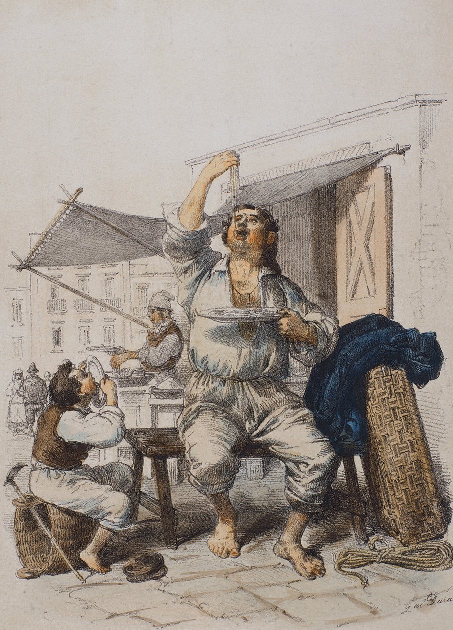 Mangia Maccaroni（吃面条的人），作者Gaetano Dura（1805-1878），雕刻品，意大利 作者 加埃塔诺·杜拉（Gaetano Dura）