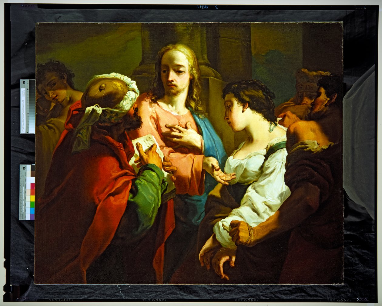 基督与通奸妇女（画布） 作者 加埃塔诺·甘多尔菲（Gaetano Gandolfi）