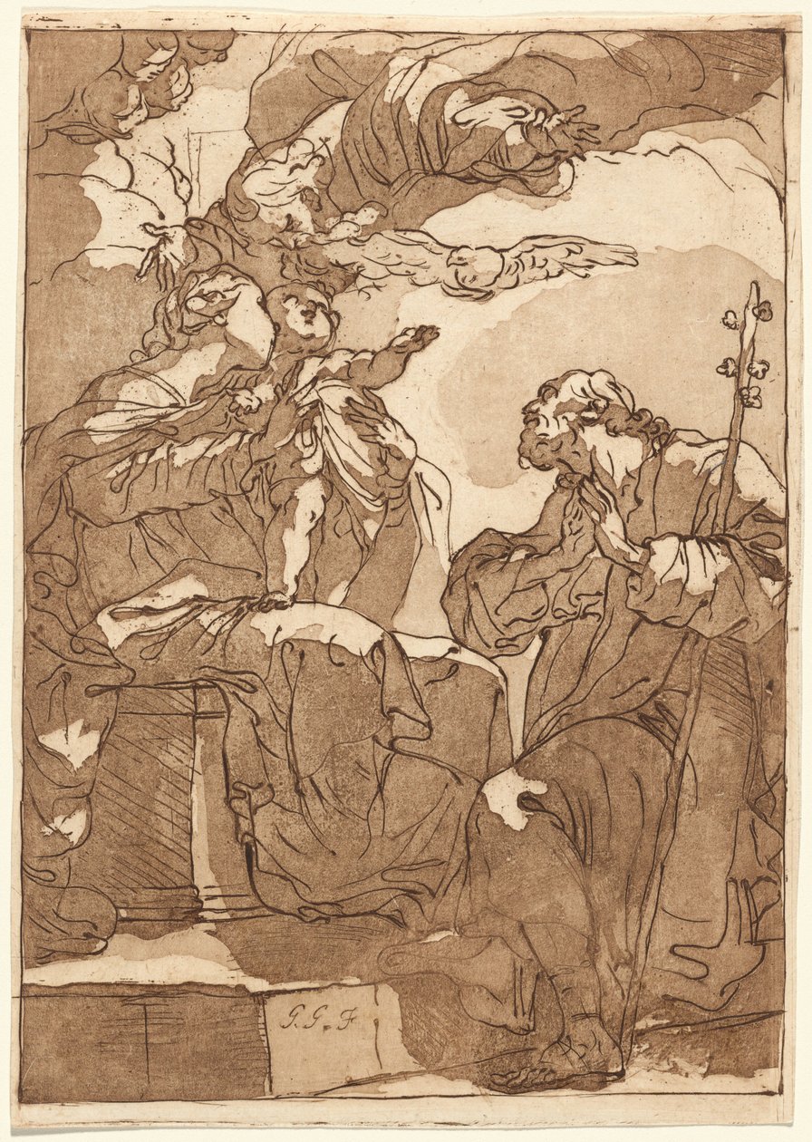 与父神在一起的神圣家庭 作者 加埃塔诺·甘多尔菲（Gaetano Gandolfi）
