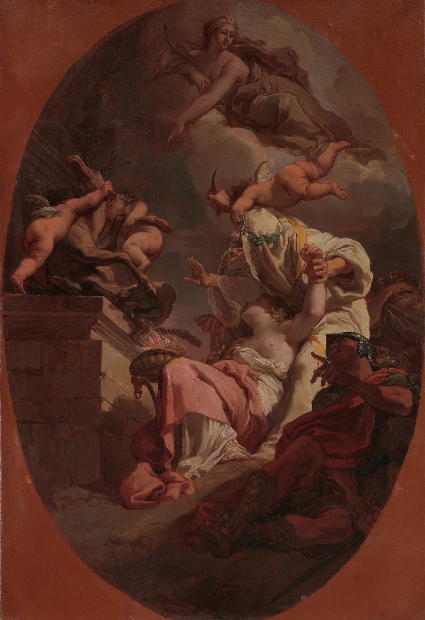 伊菲根尼亚的牺牲，1789年。 作者 加埃塔诺·甘多尔菲（Gaetano Gandolfi）