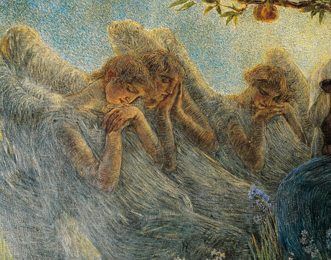 天使》，《孕产》中的细节 作者 加埃塔诺·普雷维亚蒂（Gaetano Previati）