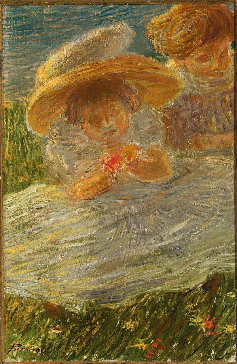 草坪上的孩子 作者 加埃塔诺·普雷维亚蒂（Gaetano Previati）
