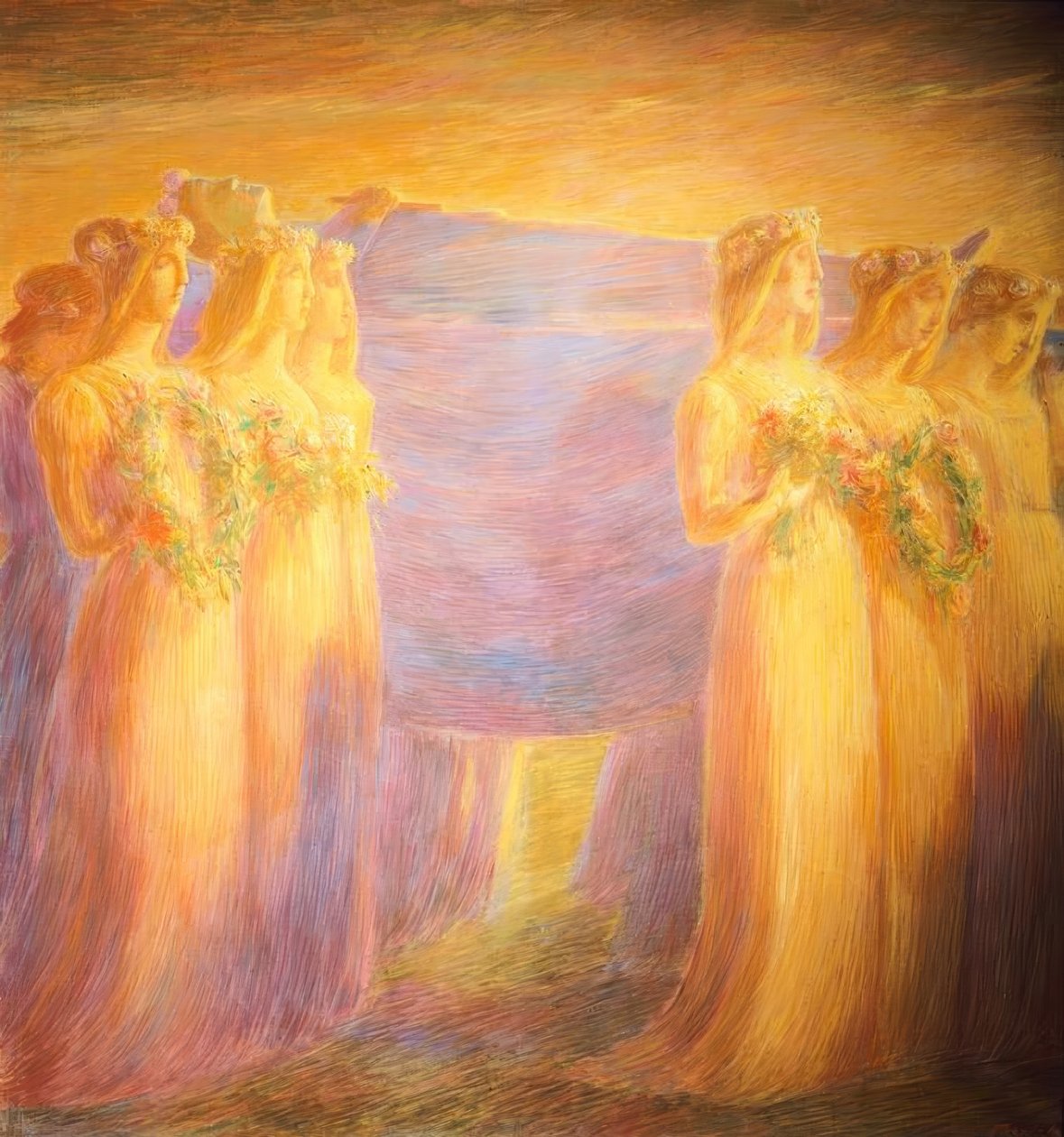 处女的葬礼， 作者 加埃塔诺·普雷维亚蒂（Gaetano Previati）