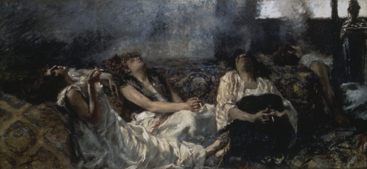 吸食大麻的人 作者 加埃塔诺·普雷维亚蒂（Gaetano Previati）