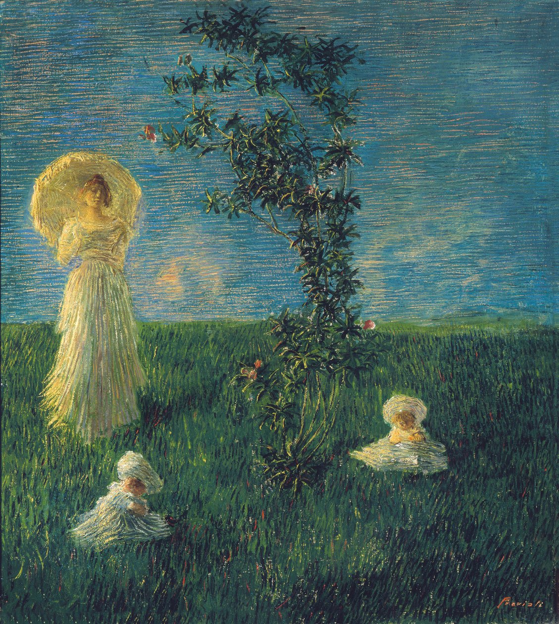 在草地上的和平，1889-1890。 作者 加埃塔诺·普雷维亚蒂（Gaetano Previati）