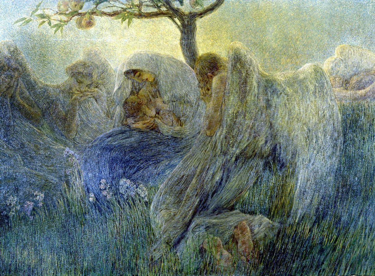 孕妇，加埃塔诺·普雷维亚蒂（Gaetano Previati）的画 作者 加埃塔诺·普雷维亚蒂（Gaetano Previati）