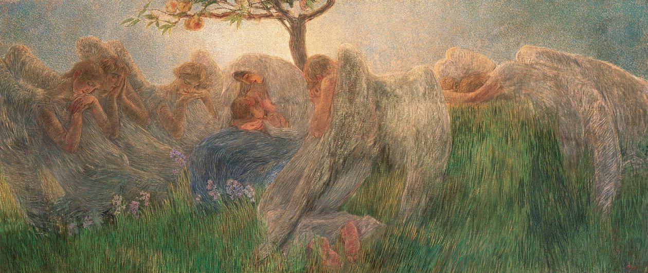 孕产妇，1890-1891。 作者 加埃塔诺·普雷维亚蒂（Gaetano Previati）