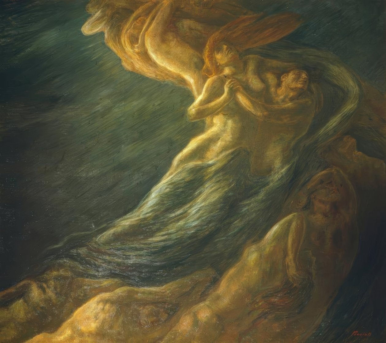 保罗和弗朗西斯卡，1901年， 作者 加埃塔诺·普雷维亚蒂（Gaetano Previati）