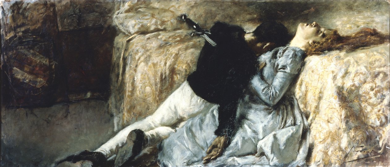 保罗和弗朗西斯卡，约1887年。 作者 加埃塔诺·普雷维亚蒂（Gaetano Previati）