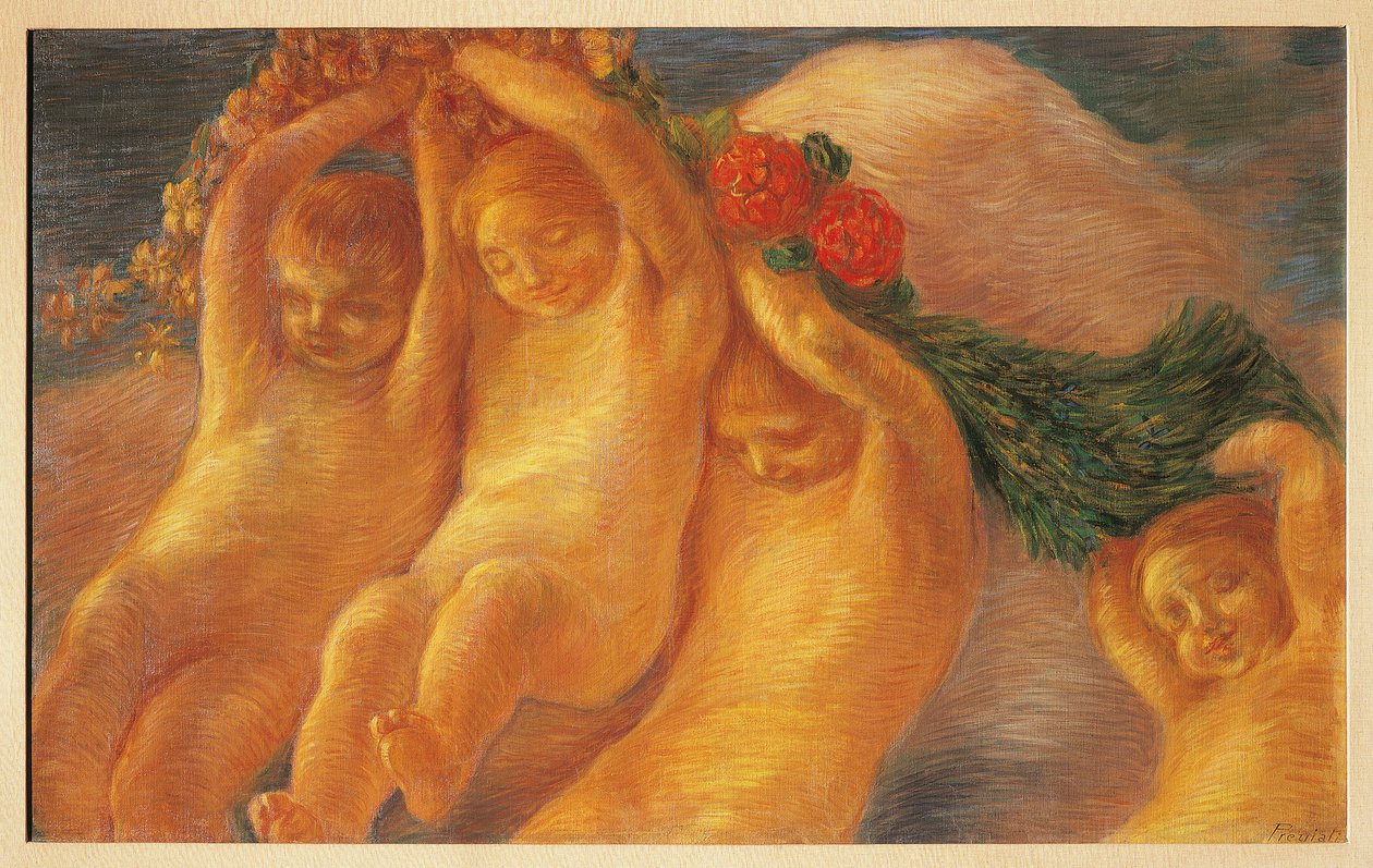 带花环的普蒂 作者 加埃塔诺·普雷维亚蒂（Gaetano Previati）