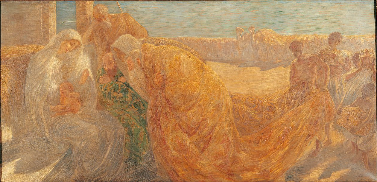 Magi的崇拜》，1896年。 作者 加埃塔诺·普雷维亚蒂（Gaetano Previati）