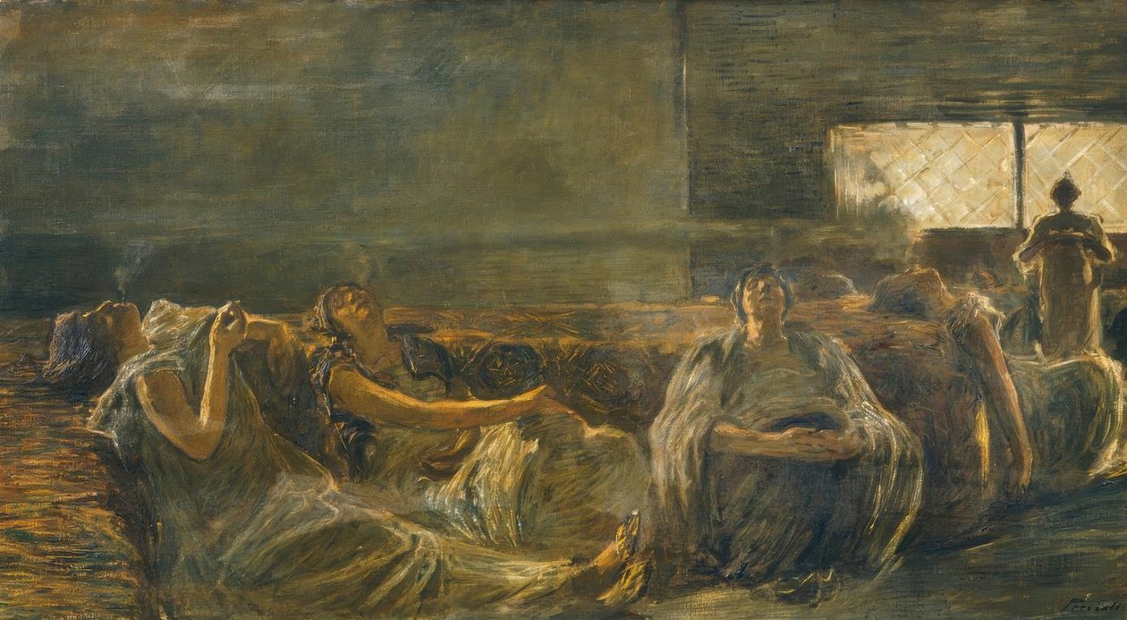 鸦片吸烟者，Gaetano Previati（1852-1920）。 作者 加埃塔诺·普雷维亚蒂（Gaetano Previati）