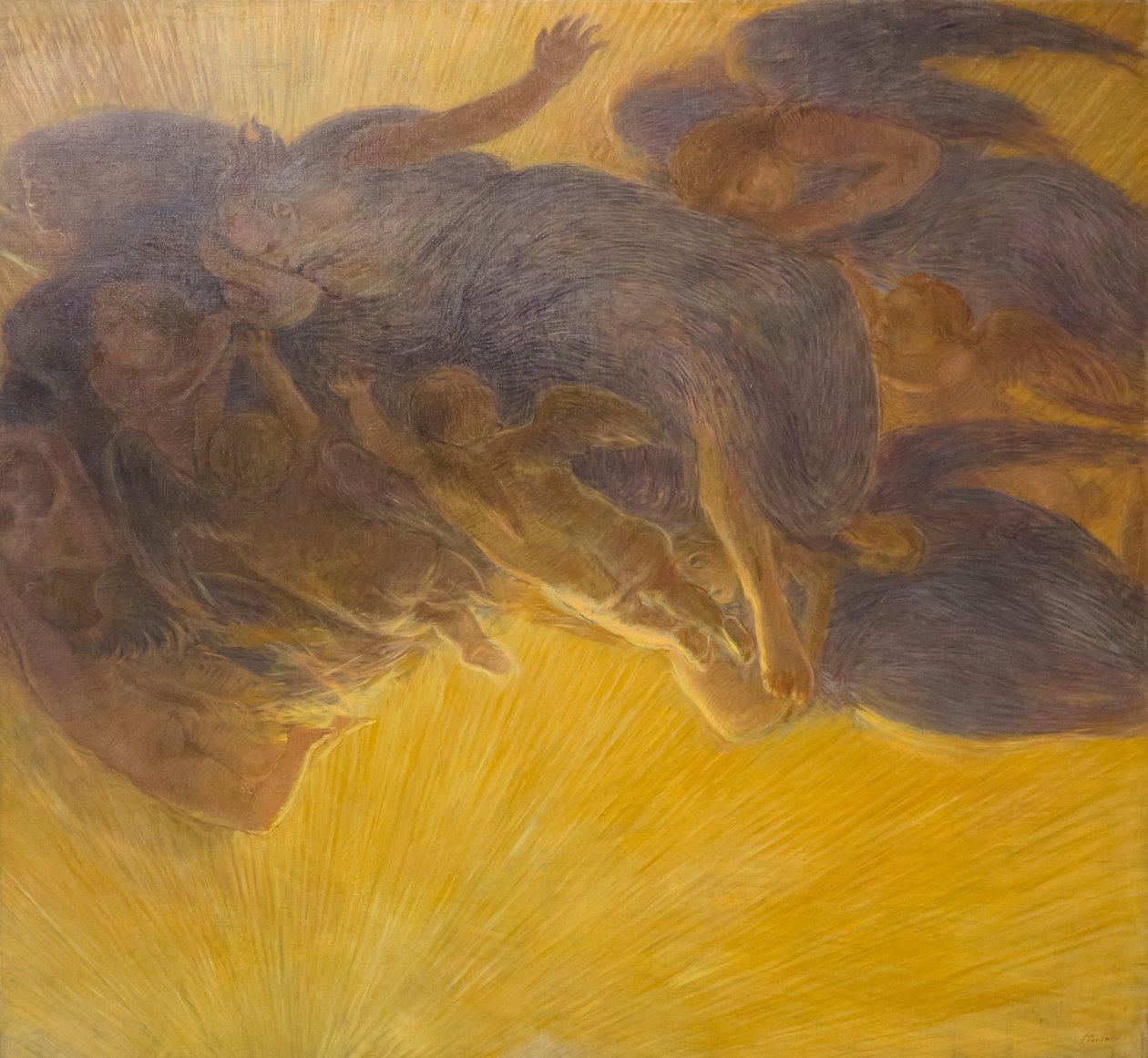 光的创造，c。 1913 年，加埃塔诺·普雷维亚蒂（布面油画） 作者 加埃塔诺·普雷维亚蒂（Gaetano Previati）