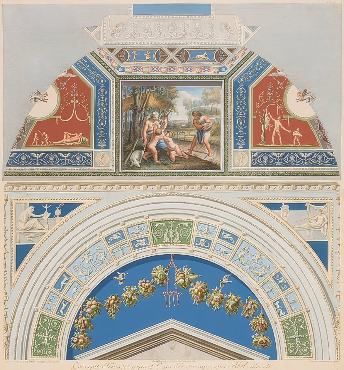 挡板和拱形田野与亚当和夏娃一起工作。 1774年 作者 盖塔诺·萨沃雷利（Gaetano Savorelli）