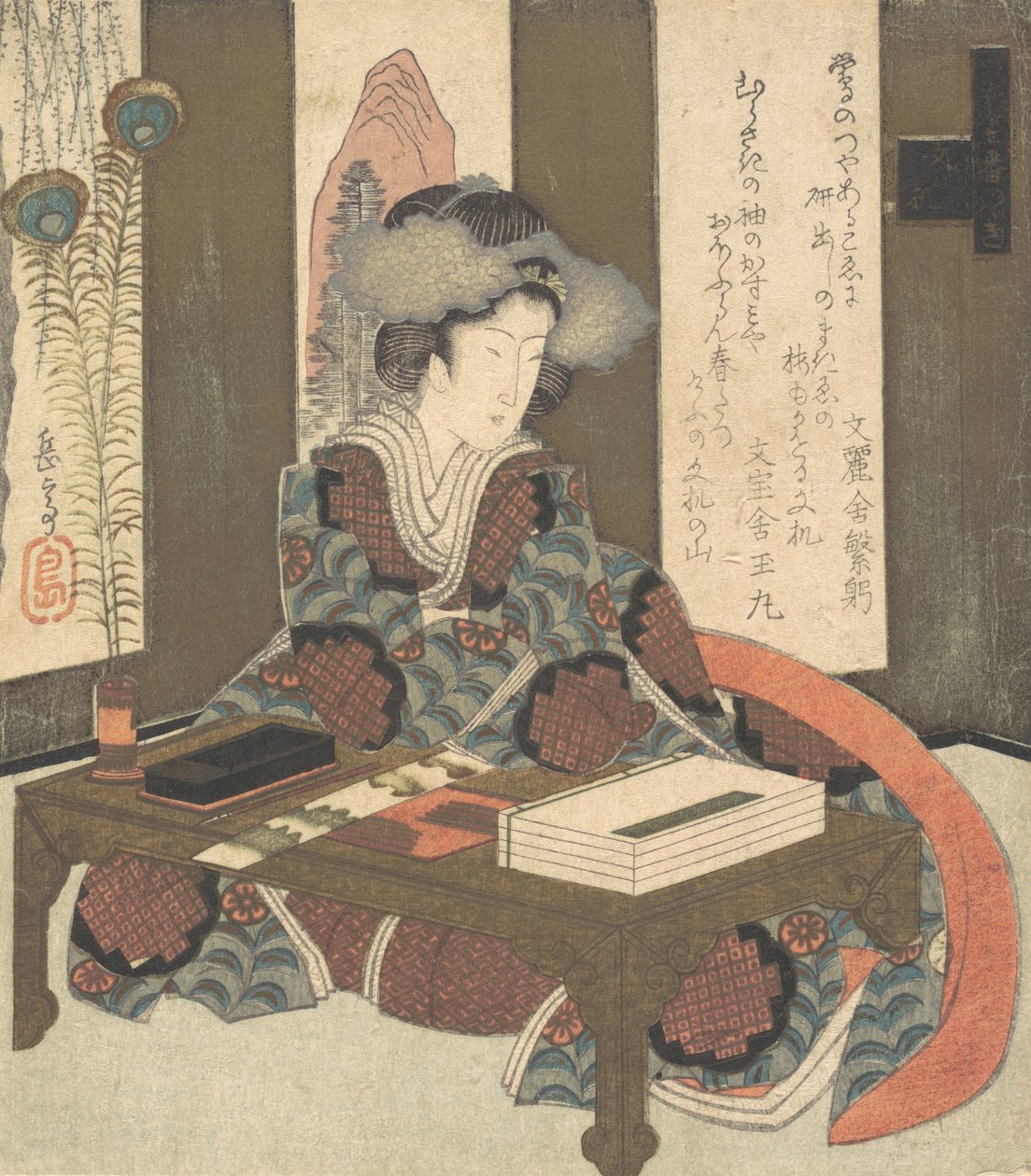 一位准备写诗的女士，约1820年。 作者 学亭