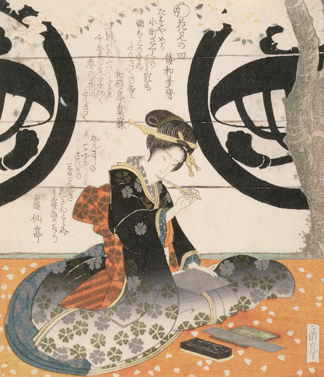 美观花（彩色木版画） 作者 加古提·春信