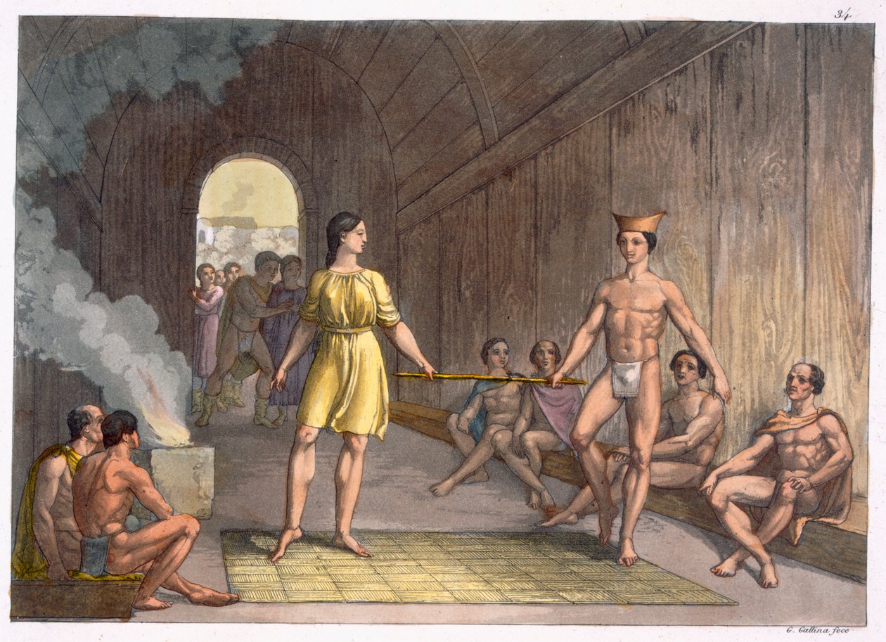 加拿大印第安人婚礼仪式，来自&39;Le Costume Ancien et Moderne&39;，第一卷，第34页，由Jules Ferrario出版，出版于1820年代至30年代 作者 加洛·加里纳（Gallo Gallina）