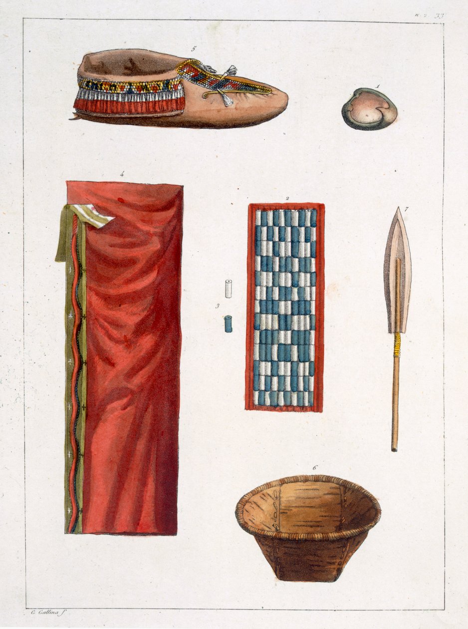 属于加拿大印第安人的物体（彩色雕刻） 作者 加洛·加里纳（Gallo Gallina）