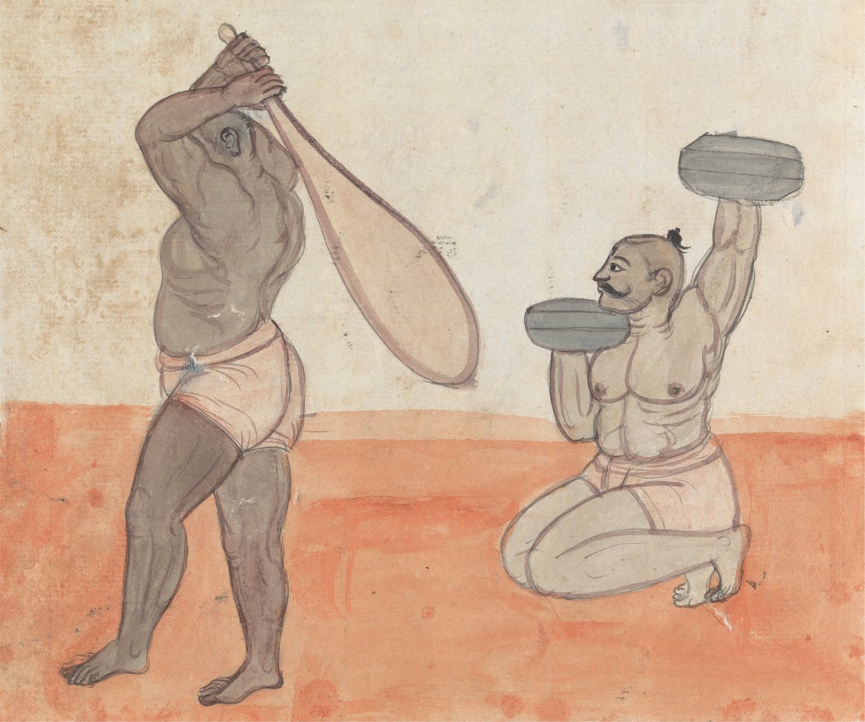 一对杰伊提斯在举重 作者 Gangaram Chintaman Tambat