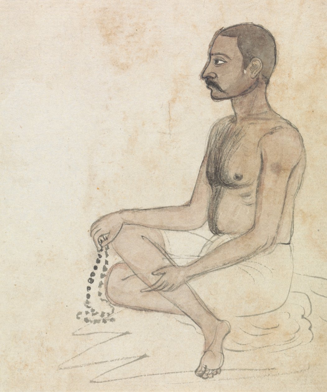 手持祈祷珠的男子 作者 Gangaram Chintaman Tambat