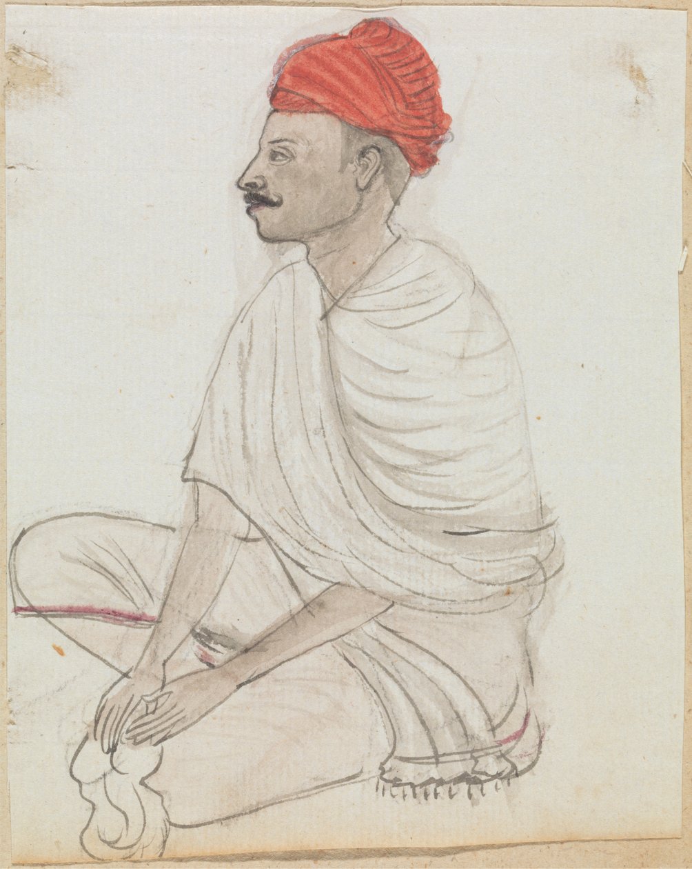 盘腿而坐的红巾男子 作者 Gangaram Chintaman Tambat